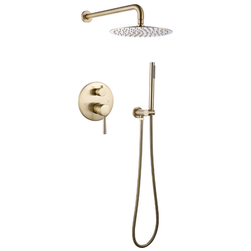 Ensemble de douche encastrée Vincent – Douchette à main – Or brossé