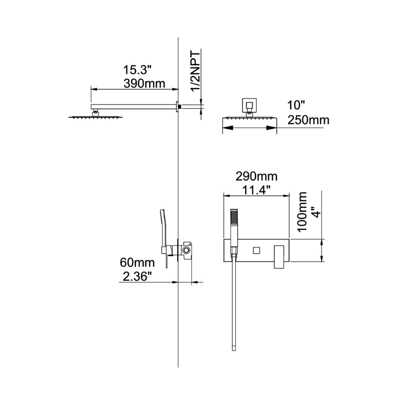 Inbouw Regendoucheset Antoinette - Brushed gold