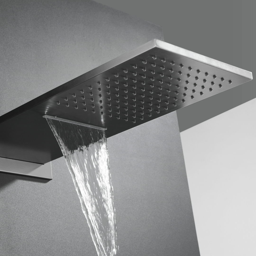 Thermostatische Inbouw Regendoucheset Isabella - Waterval - Gunmetal grey