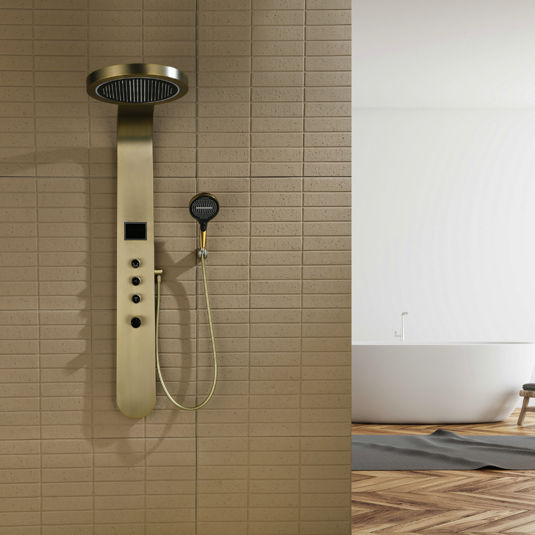 Douchepaneel Elena - LED - Digitaal display - Brushed gold