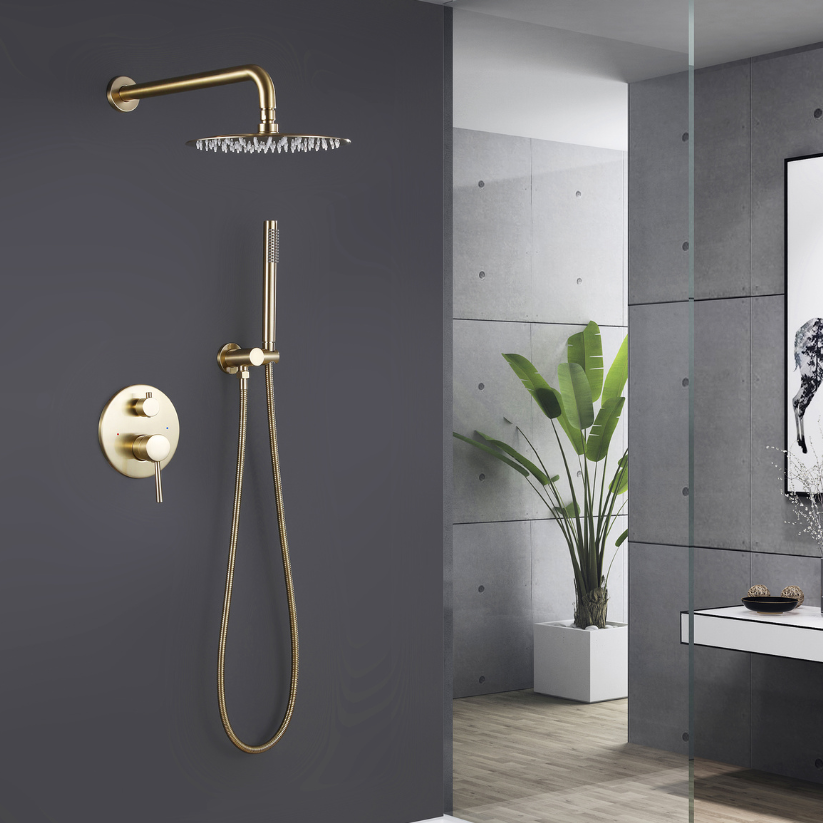 Inbouw Regendoucheset Vincent – Staafhanddouche – Brushed Gold