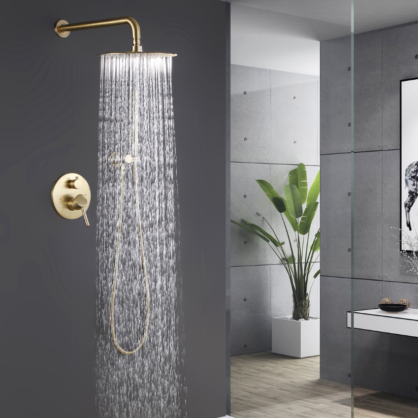 Inbouw Regendoucheset Vincent – Staafhanddouche – Brushed Gold