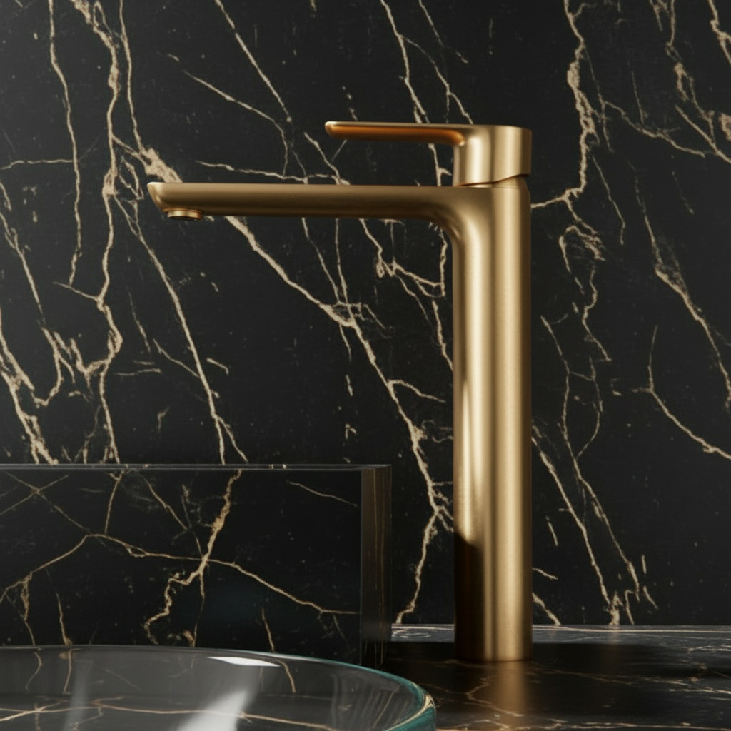 Robinet de baignoire indépendant Lisandro – Sortie d'eau en cascade – Nickel brossé