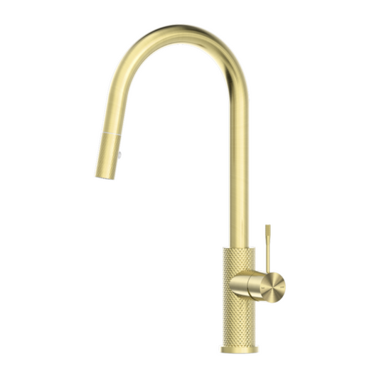 Keukenkraan Valencia – Uittrekbaar met sprayfunctie – Brushed gold