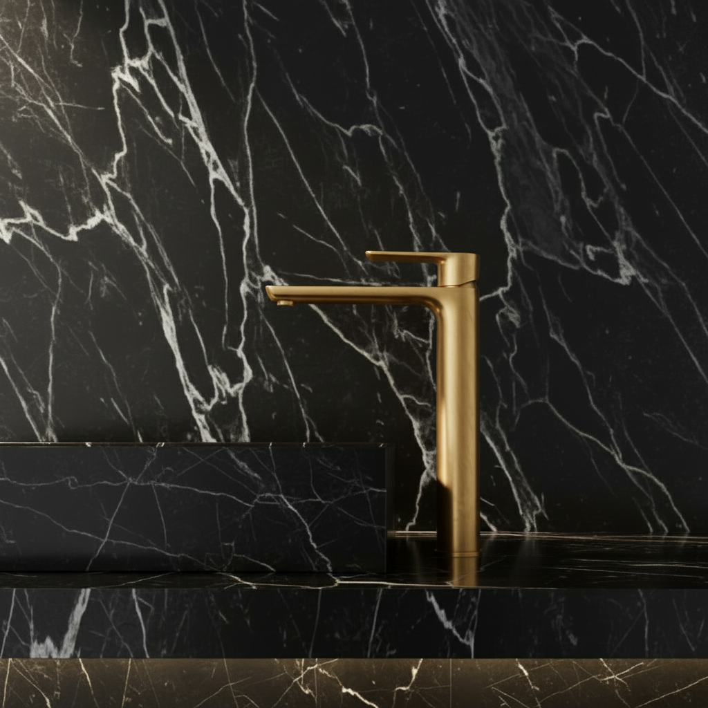 Robinet de baignoire indépendant Lisandro – Sortie d'eau en cascade – Nickel brossé