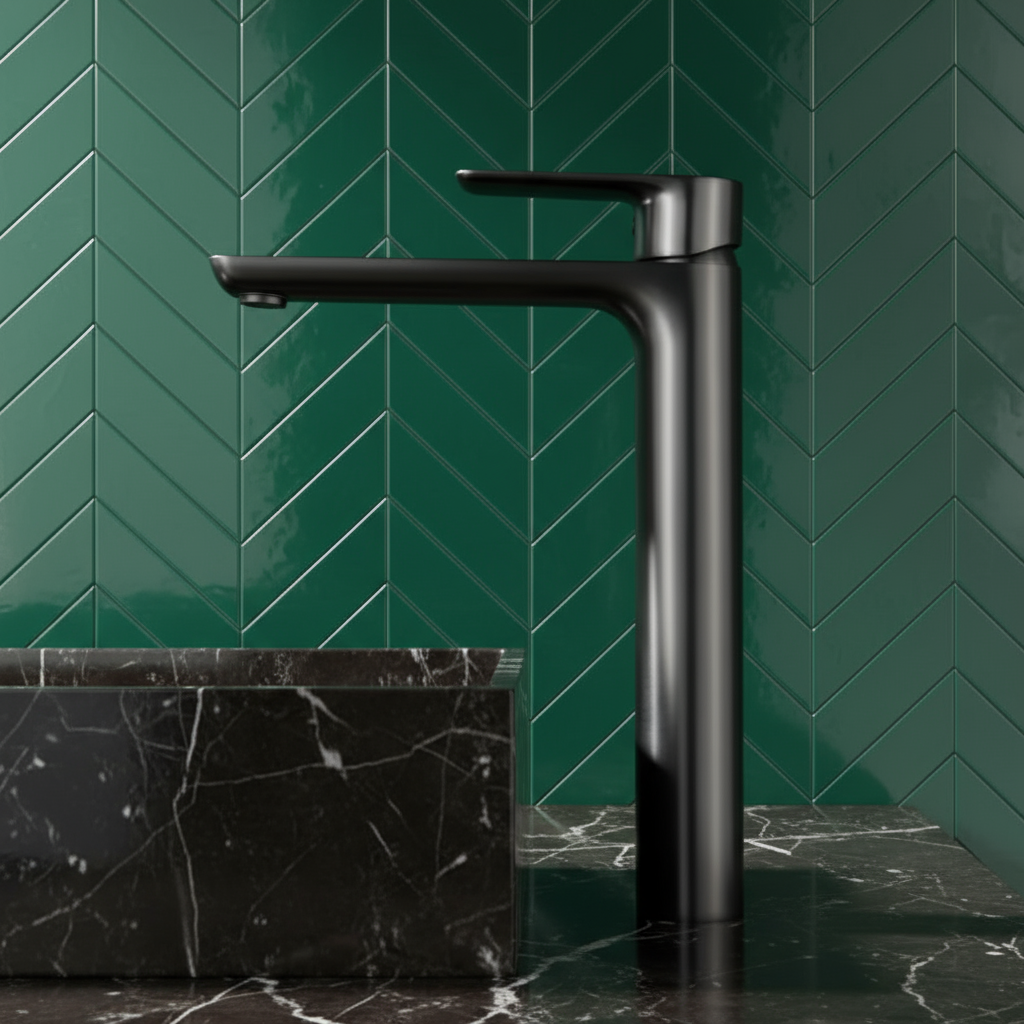 Robinet de baignoire indépendant Lisandro – Sortie d'eau en cascade – Nickel brossé