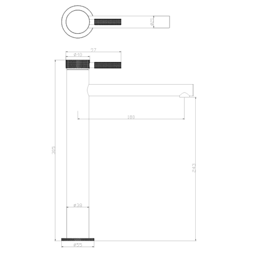 Hoge wastafelkraan Taylor - Mat wit