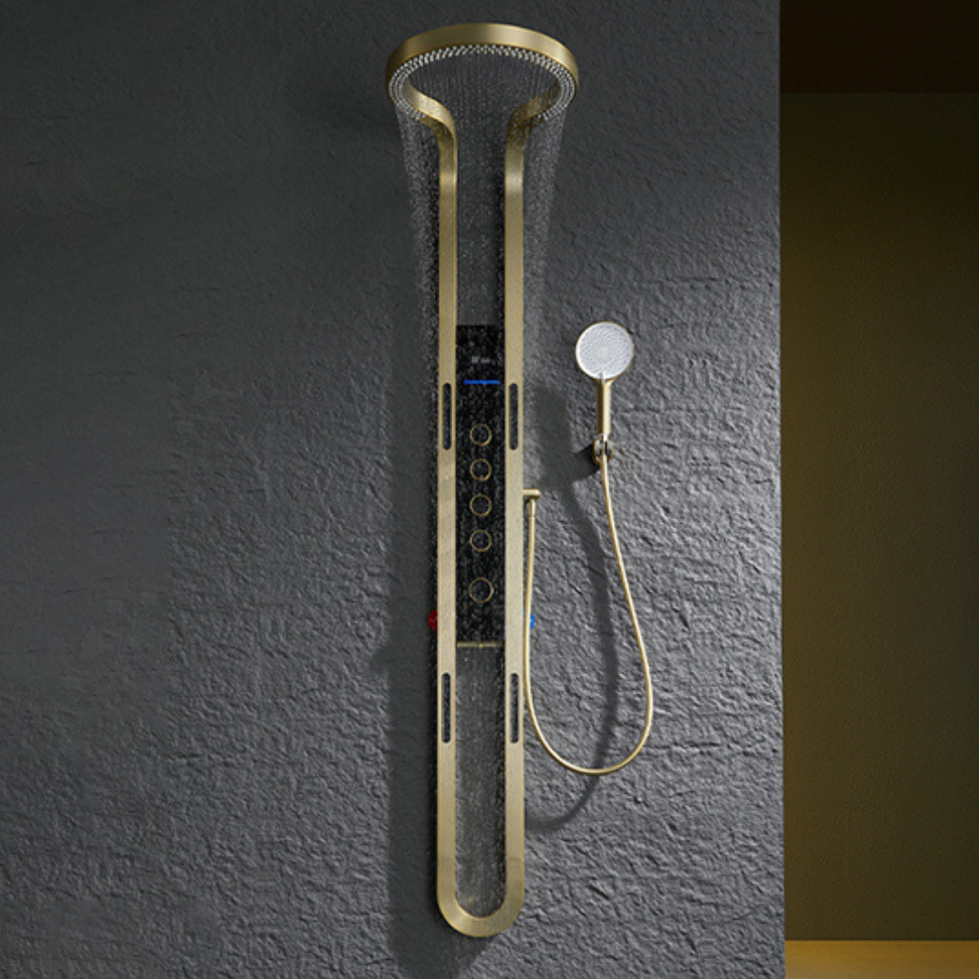 Thermostatisch Douchepaneel Marcelo – Digitale Display - Brushed gold