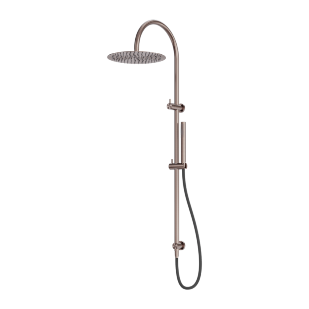 Buitendoucheset Capri – Met mengkraan – Regendouche & Staafhanddouche - Brushed bronze