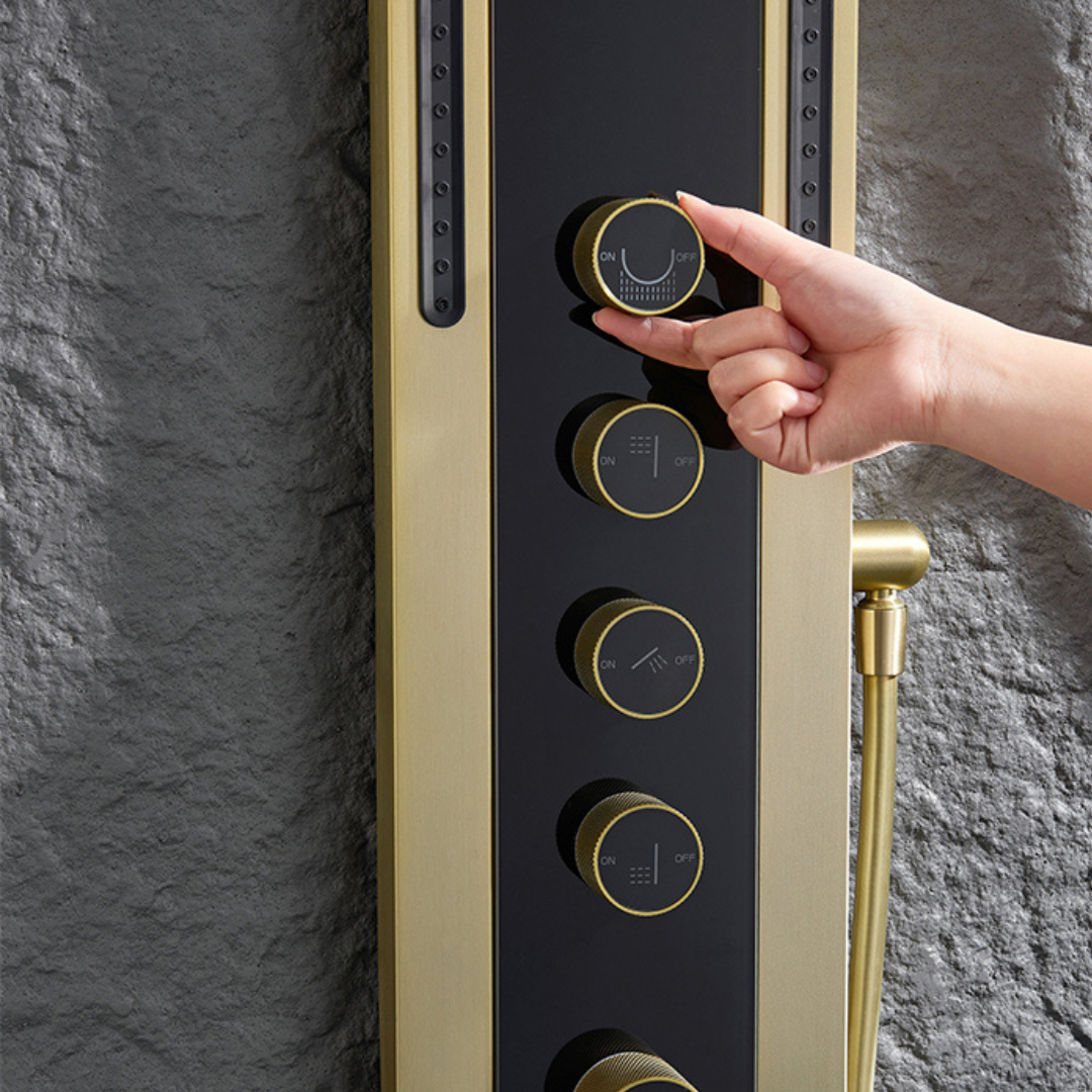 Thermostatisch Douchepaneel Marcelo – Digitale Display - Brushed gold
