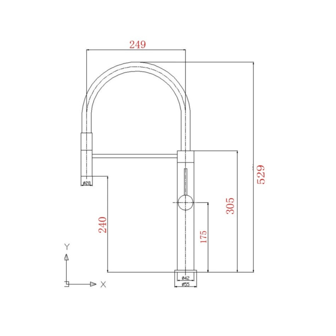 Semi-professionele Keukenkraan Angelica – Uittrekbare Uitloop – Gunmetal Grey