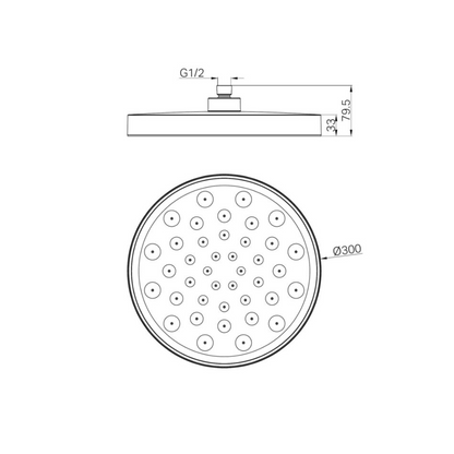 Regendouchekop Sorrento - Brushed nickel - 300mm