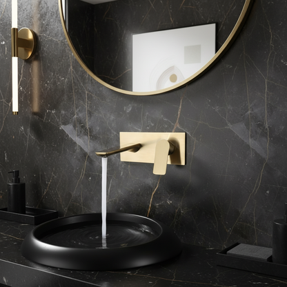 Inbouw wastafelkraan Silvio – Geborsteld goud - 25 × 10 × 20 cm