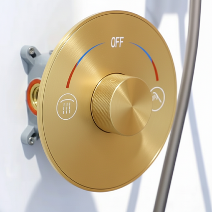 Ensemble de douche à effet pluie encastré Amalia - Or brossé