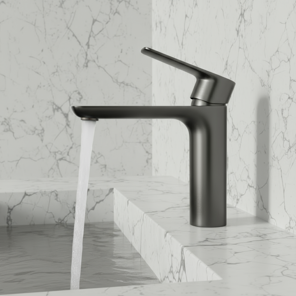 Robinet de baignoire indépendant Lisandro – Sortie d'eau en cascade – Nickel brossé