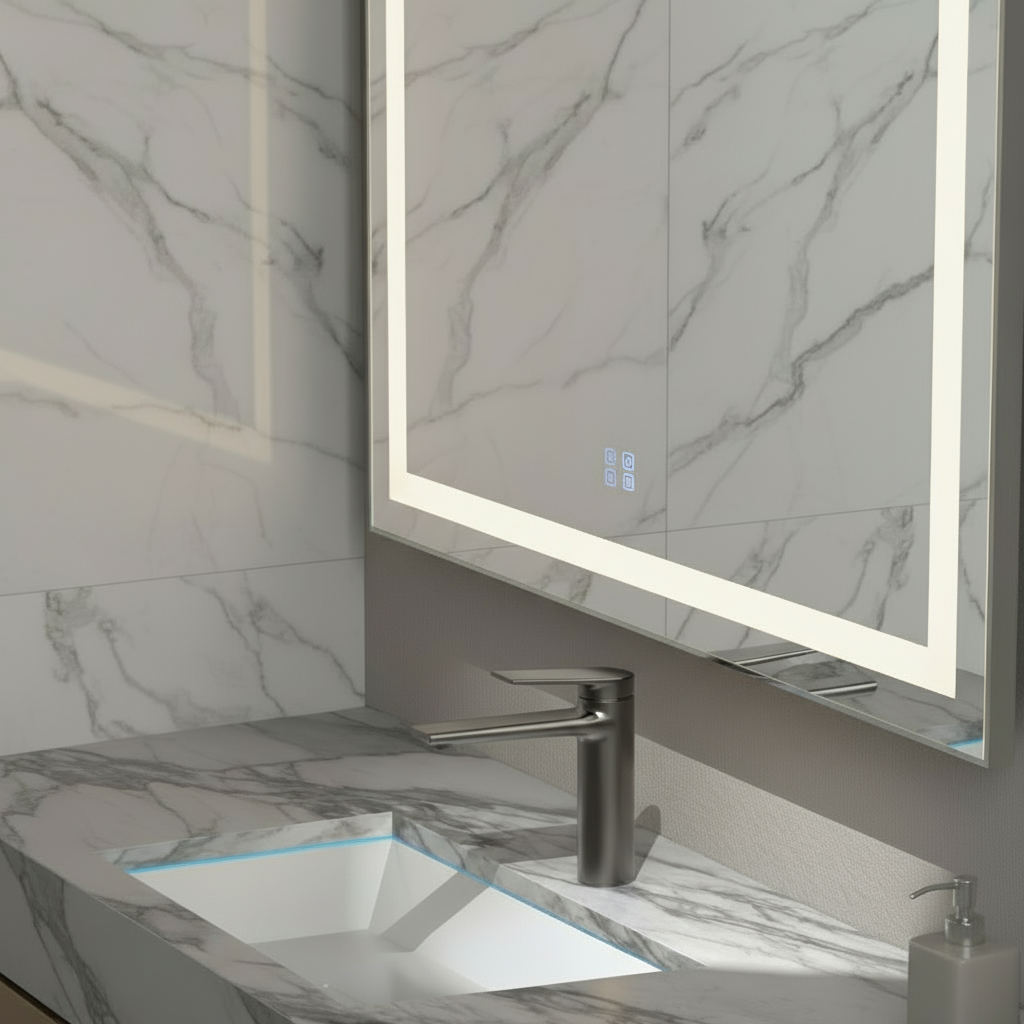 Robinet de baignoire indépendant Lisandro – Sortie d'eau en cascade – Nickel brossé