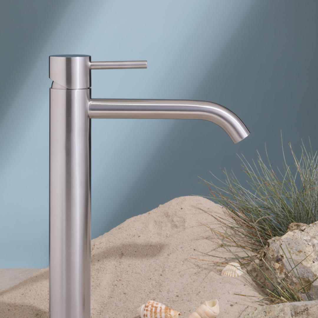 Hoge wastafelkraan Capri - 1-Gats - Brushed gold