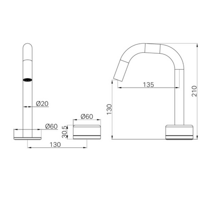 Inbouw Wastafelkraan Sorrento – Arabescato Corchia – 2-Gats – Rechte (edge) uitloop – Brushed Bronze