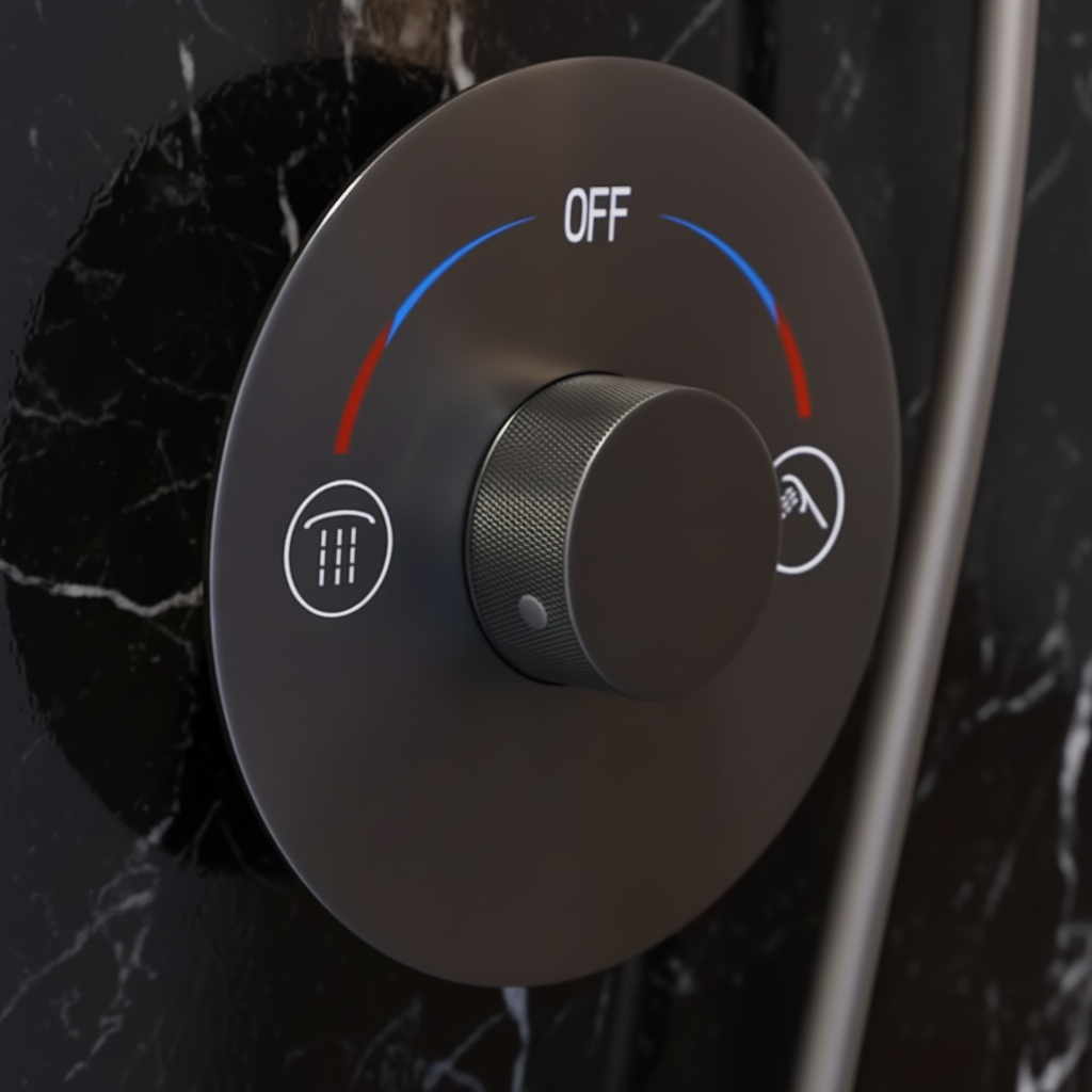 Ensemble de douche à effet pluie encastré Amalia - Noir mat