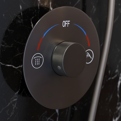 Ensemble de douche à effet pluie encastré Amalia - Noir mat