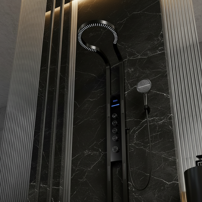 Panneau de douche thermostatique Marcelo – Affichage numérique - Noir mat