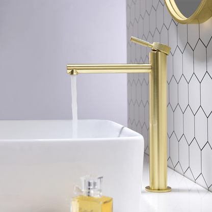 Hoge wastafelkraan Taylor - Brushed gold