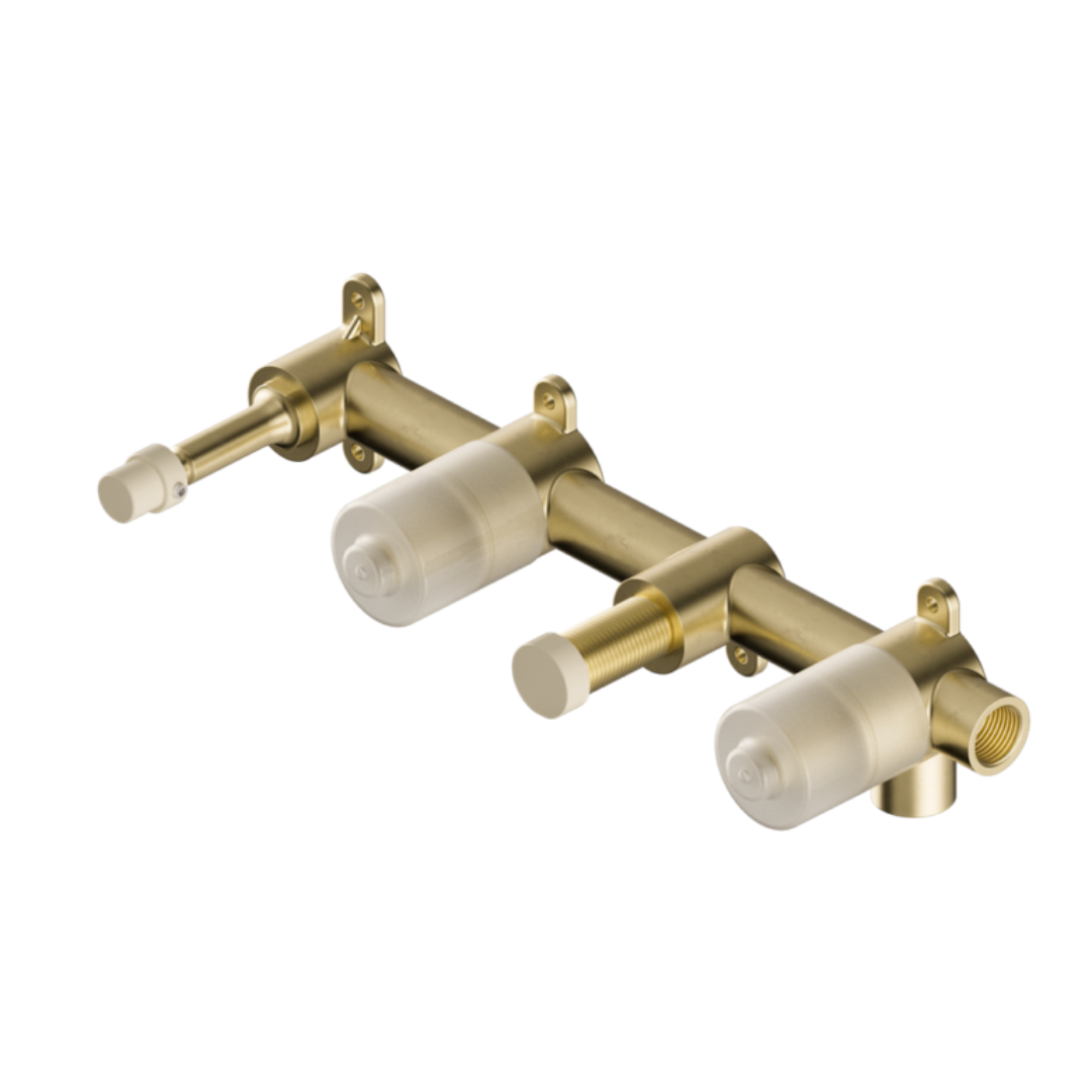 Inbouw badmengkraan Sorrento - Carrara - Staafhanddouche en uitloop - Zonder achterplaat - Brushed nickel