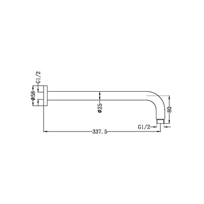Gebogen wandarm Valencia - Brushed bronze - 337,5 mm