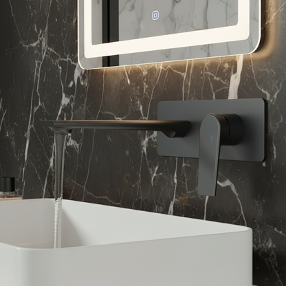 Robinet de baignoire indépendant Lisandro – Sortie d'eau en cascade – Nickel brossé