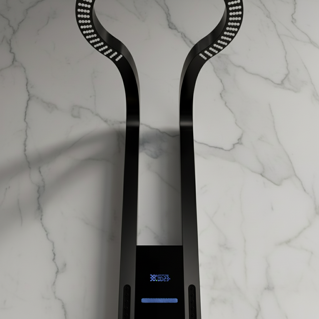 Panneau de douche thermostatique Marcelo – Affichage numérique - Noir mat