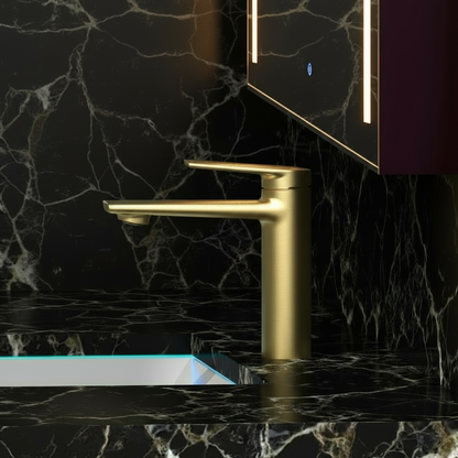 Robinet de baignoire indépendant Lisandro – Sortie d'eau en cascade – Nickel brossé