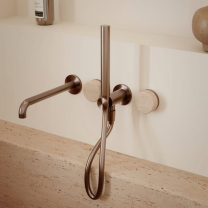 Robinet encastré – Sorrento – Travertin de Rome – Nickel brossé