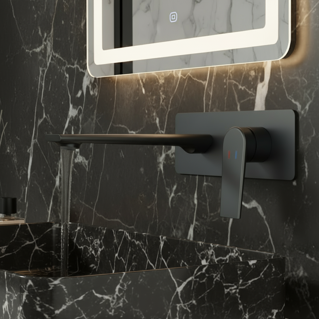 Robinet de baignoire indépendant Lisandro – Sortie d'eau en cascade – Nickel brossé