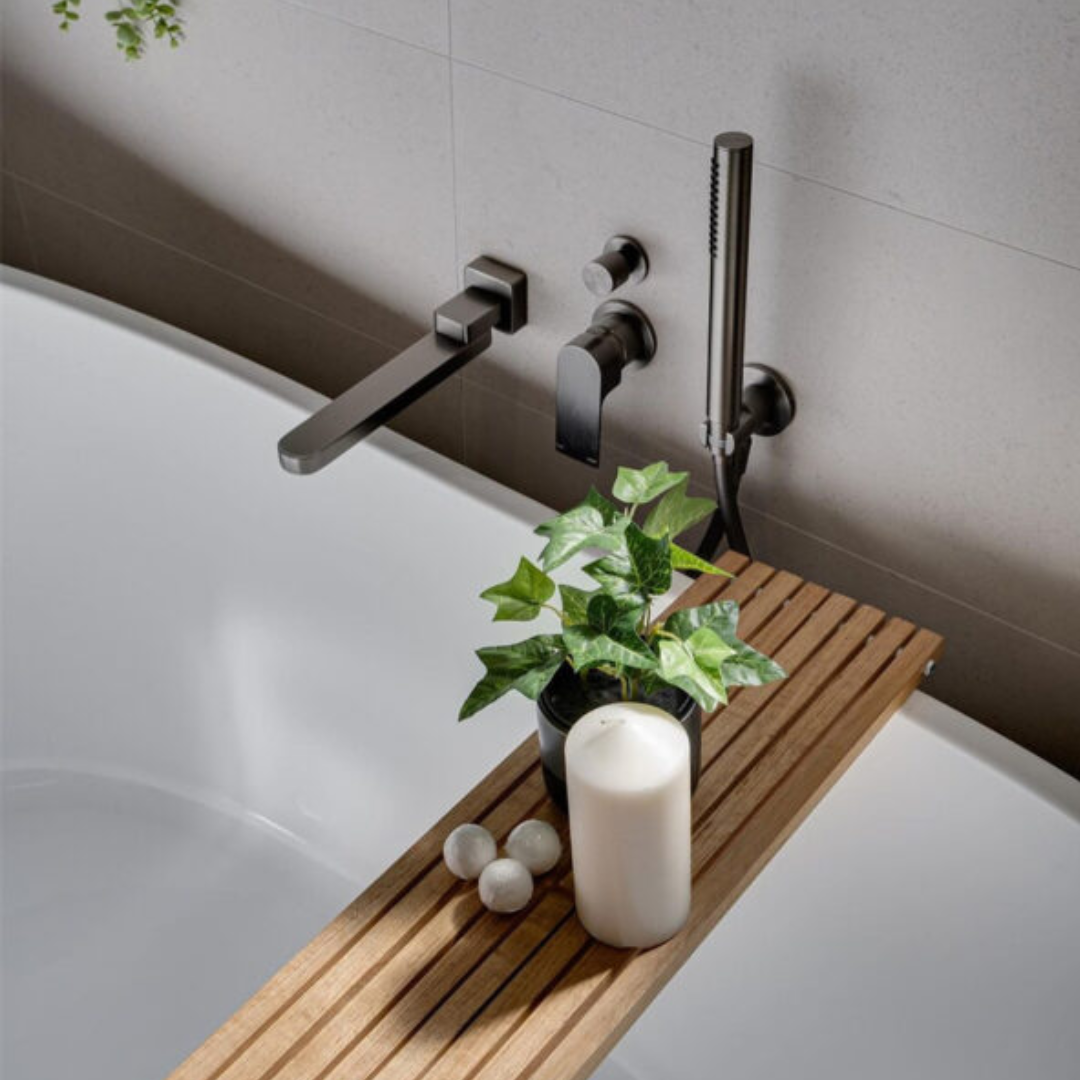 Inbouw mengkraan met diverter – Portofino - 2-gats - Gun metal grey
