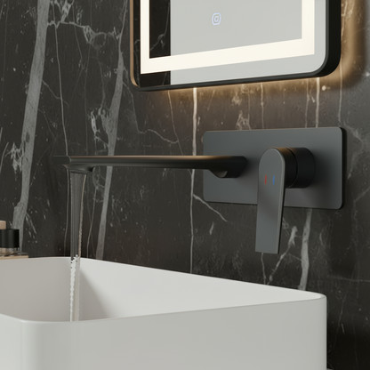 Robinet de baignoire indépendant Lisandro – Sortie d'eau en cascade – Nickel brossé