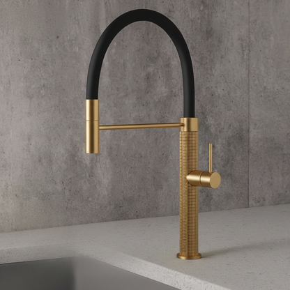 Semi-professionele Keukenkraan Angelica – Uittrekbare Uitloop – Brushed gold - 52.9 × 24.9 × 5.5 cm