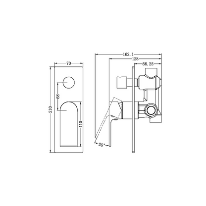 Inbouw mengkraan met diverter – Portofino – Brushed gold