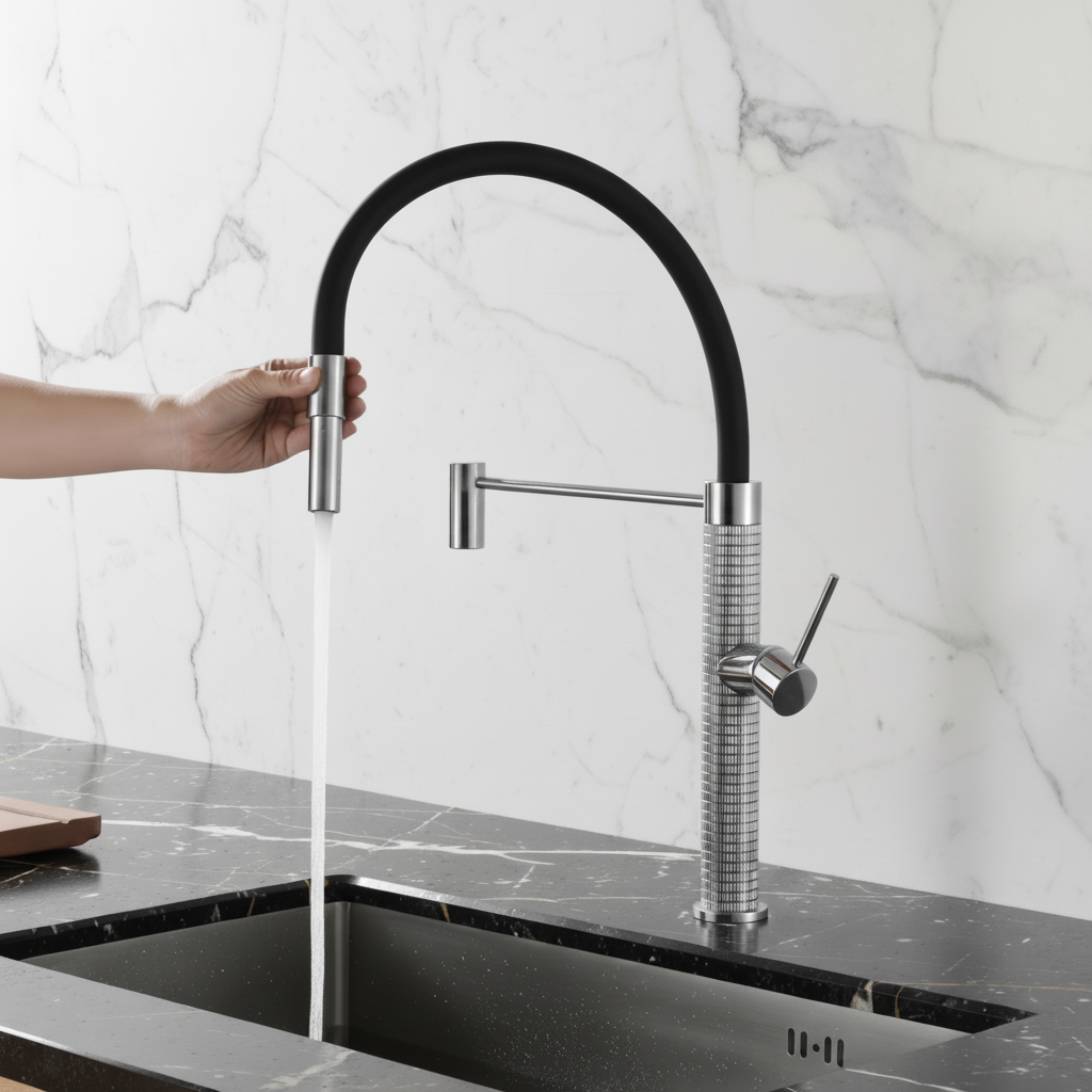 Semi-professionele Keukenkraan Angelica – Uittrekbare Uitloop – Chrome - 52.9 × 24.9 × 5.5 cm