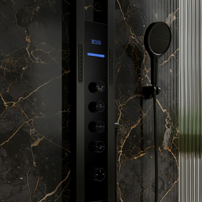 Panneau de douche thermostatique Marcelo – Affichage numérique - Noir mat