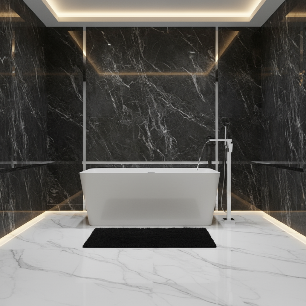 Robinet de baignoire indépendant Lisandro – Sortie d'eau en cascade – Chrome