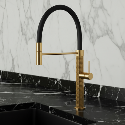 Semi-professionele Keukenkraan Angelica – Uittrekbare Uitloop – Brushed gold - 52.9 × 24.9 × 5.5 cm