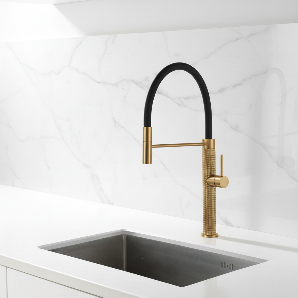 Semi-professionele Keukenkraan Angelica – Uittrekbare Uitloop – Brushed gold - 52.9 × 24.9 × 5.5 cm