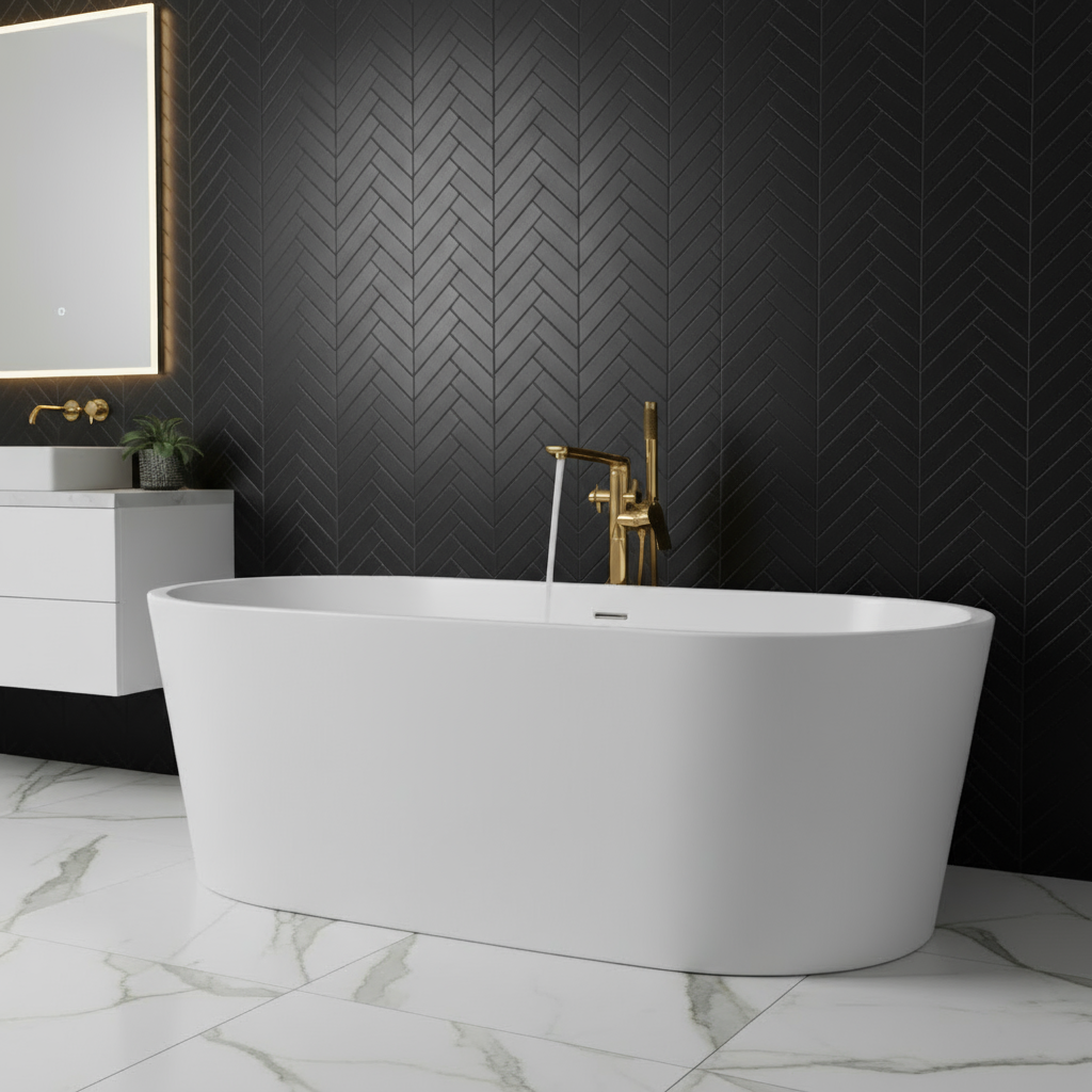 Vrijstaande badkraan Emilia - Brushed gold - 88 × 22 × 16 cm