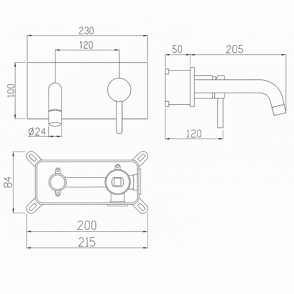 Inbouw wastafelkraan Angelica - Brushed gold - 23 × 20.5 × 10 cm