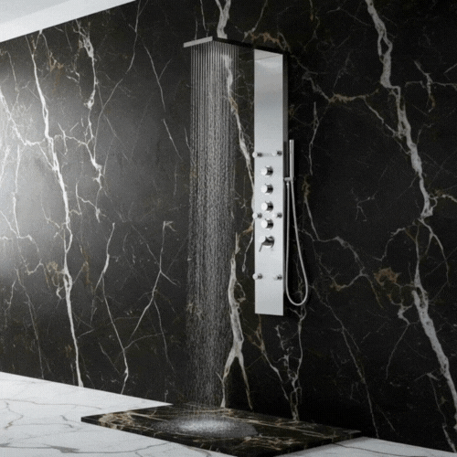 Robinet de baignoire indépendant Lisandro – Sortie d'eau en cascade – Nickel brossé