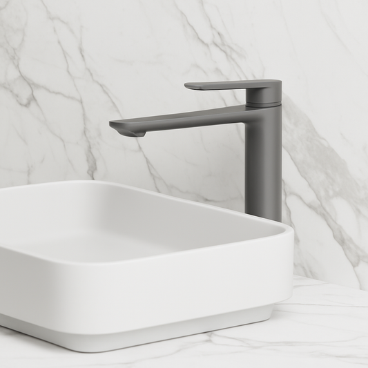 Hoge wastafelkraan Diego  – Gunmetal grey - 27,5 × 16,6 × 22,3 cm