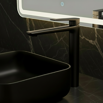 Robinet de baignoire indépendant Lisandro – Sortie d'eau en cascade – Nickel brossé