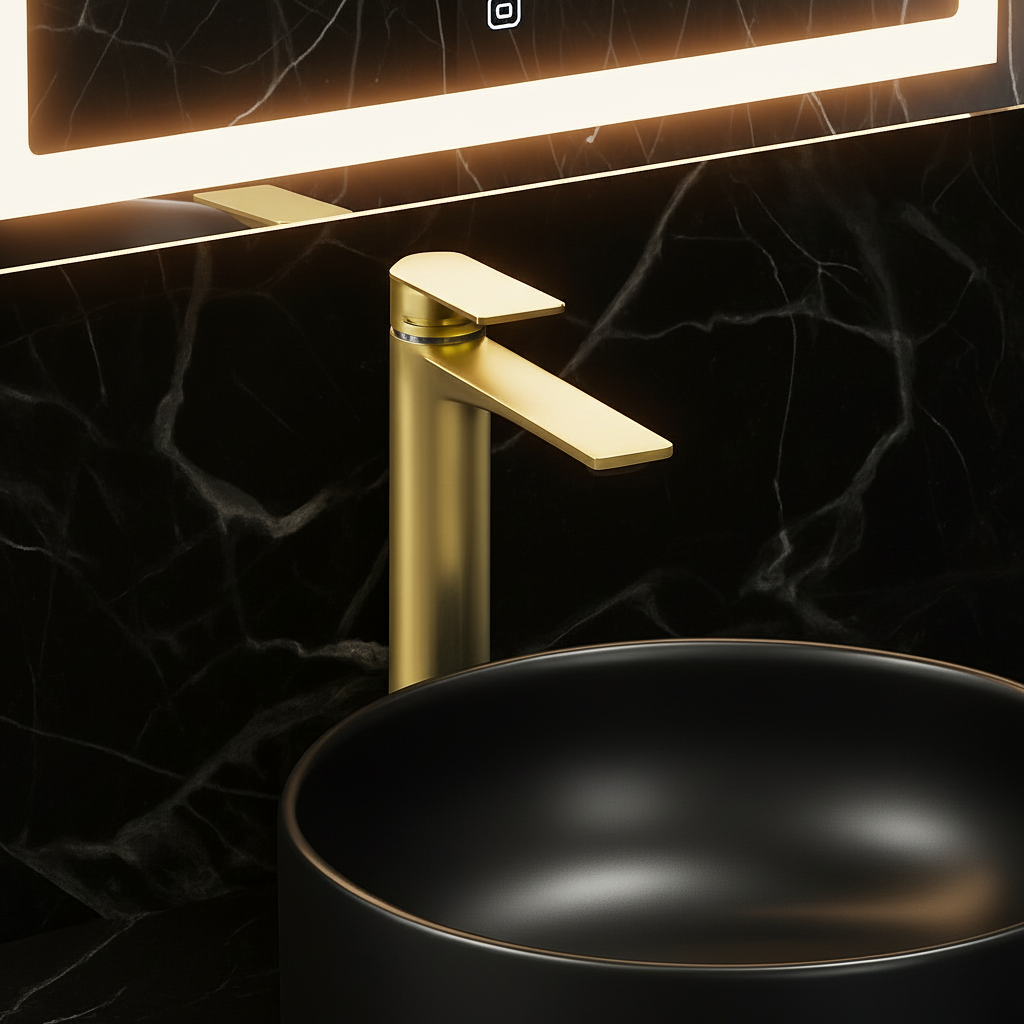 Robinet de baignoire indépendant Lisandro – Sortie d'eau en cascade – Nickel brossé