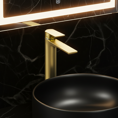 Robinet de baignoire indépendant Lisandro – Sortie d'eau en cascade – Nickel brossé