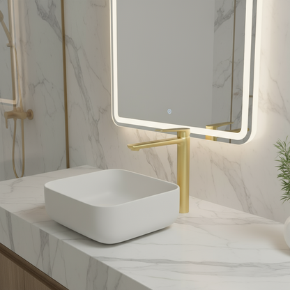 Robinet de baignoire indépendant Lisandro – Sortie d'eau en cascade – Nickel brossé